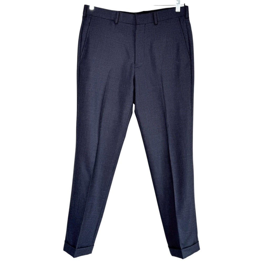 Brooks Brothers Regent Mens Italian Wool Cuffed‎ Pants Gray Micro Check Sz 35